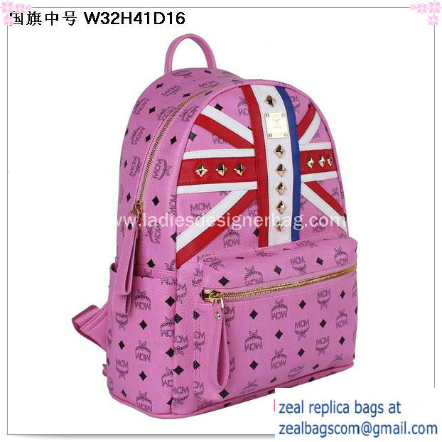 High Quality Replica Hot Sale MCM Medium Flag of UK Backpack MC5173 Rosy